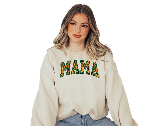 Mama Sunflower Embroidered Applique Sweatshirt