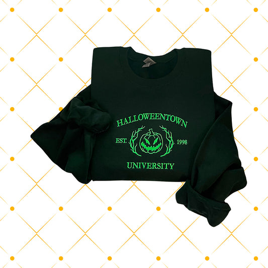 Halloweentown University Pumpkin Embroidered Crewneck Sweatshirt