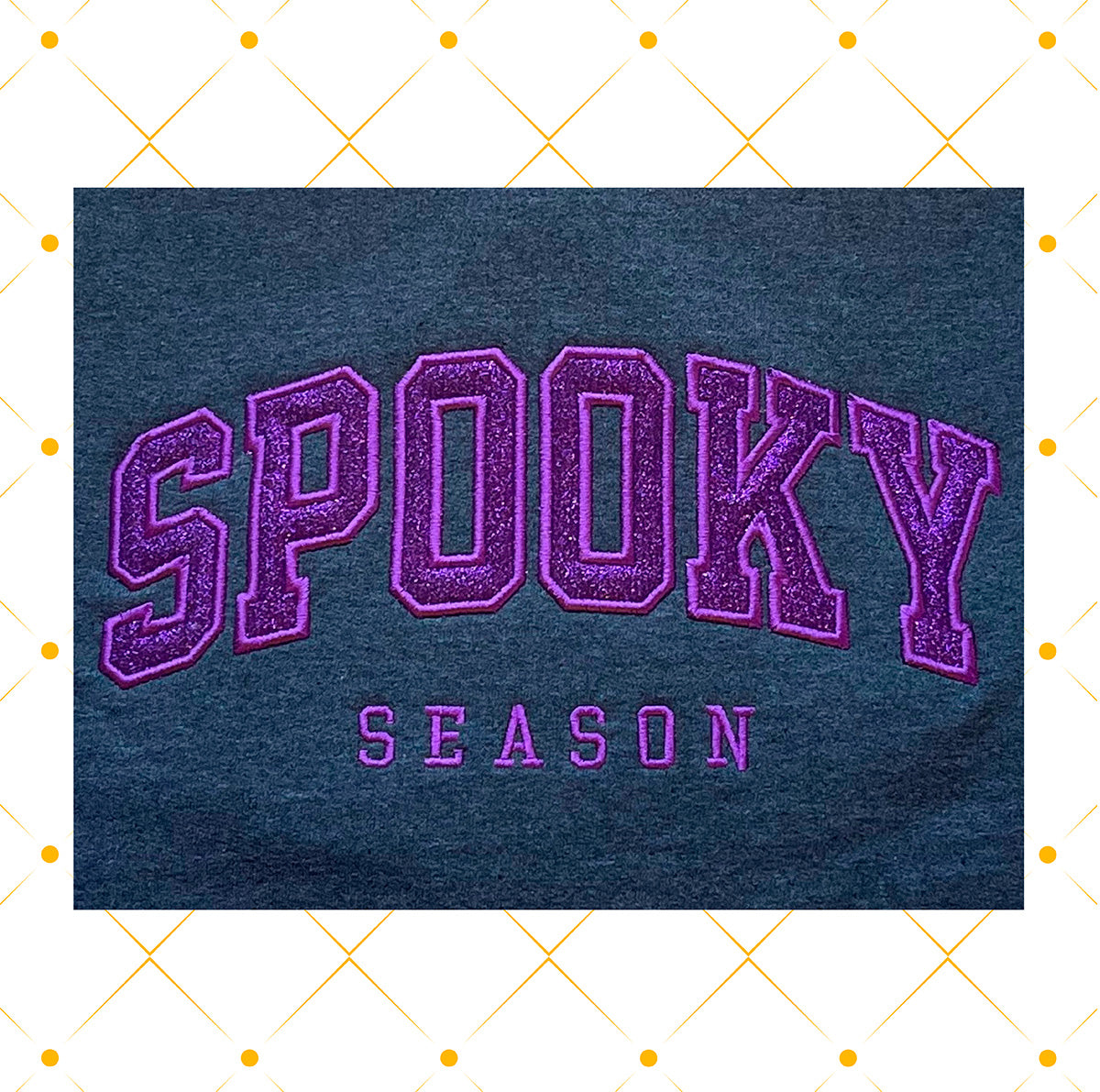 Halloween Spooky Season Purple Glitter Applique Crewneck Sweatshirt