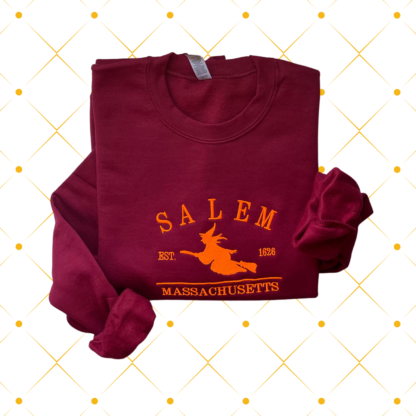 Halloween Salem Witch Embroidered Crewneck Sweatshirt