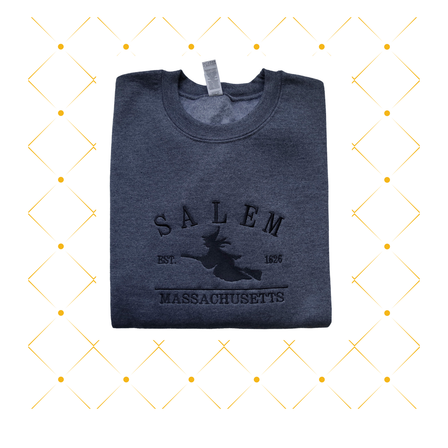 Halloween Salem Witch Embroidered Crewneck Sweatshirt